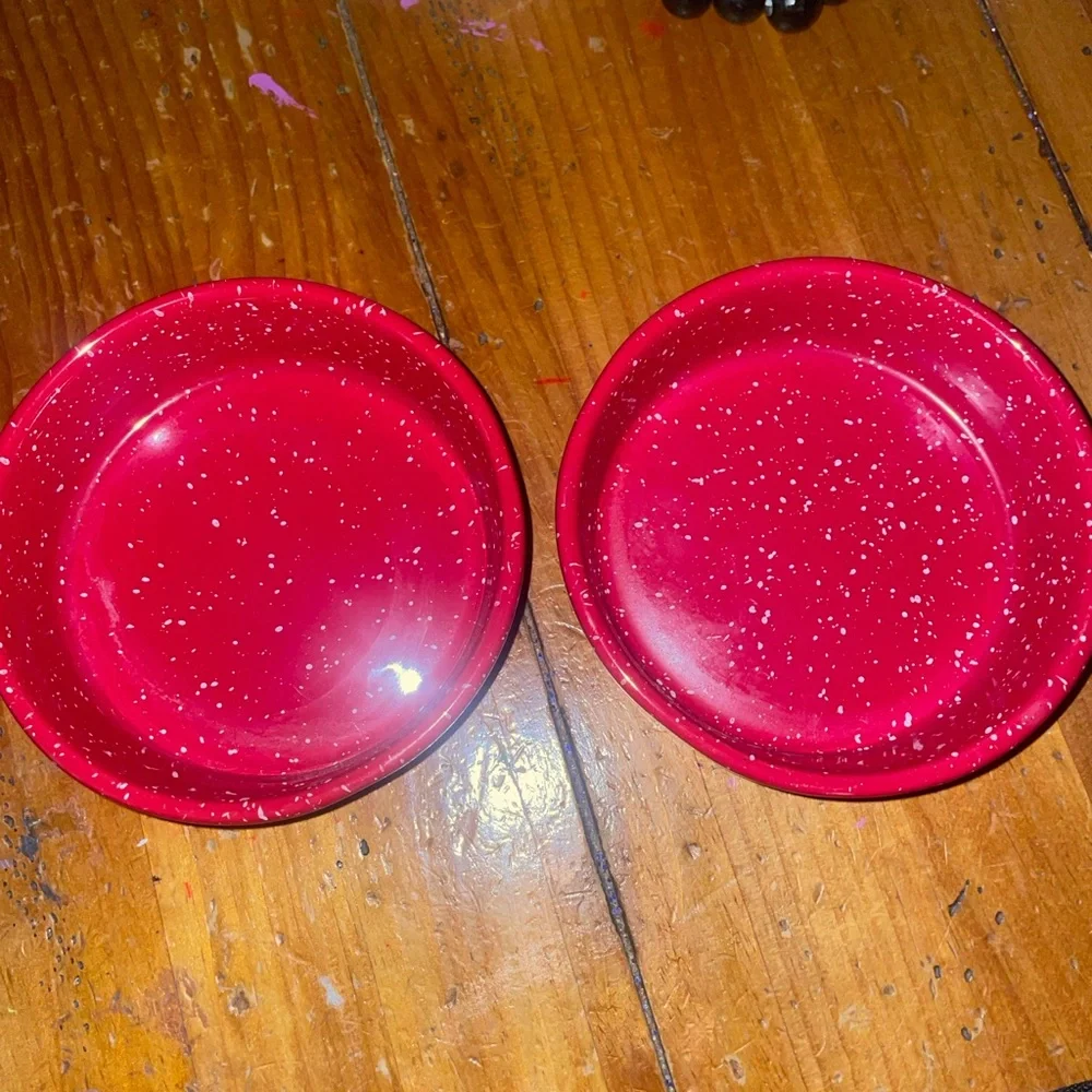 Rae Dunn ~ JOLLY & JOY ~ Set of 2 ~ Holiday Pet Dog Cat Bowls (4 Inches each)